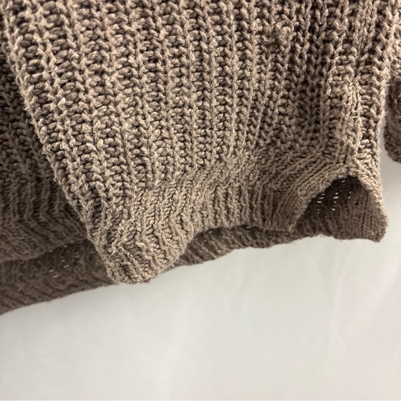 Madewell Sweater Womens Size Medium Cable Knit Cropped Crewneck Taupe - Picture 7 of 9